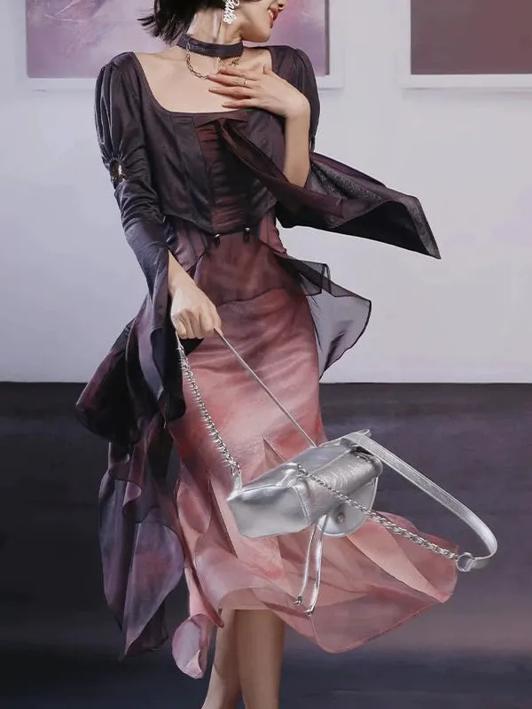 Mermaid Printed Fake Two-piece Dress【s0000003997】