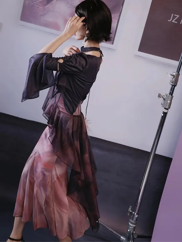 Mermaid Printed Fake Two-piece Dress【s0000003997】