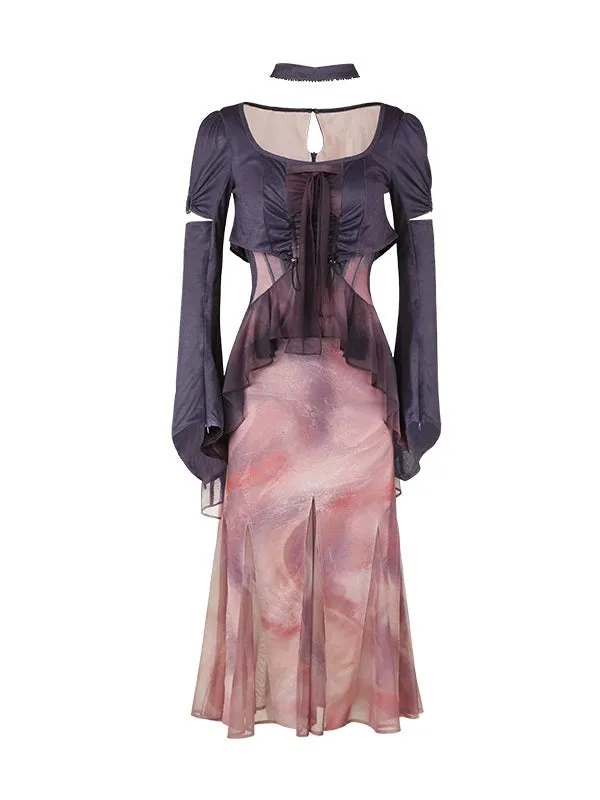Mermaid Printed Fake Two-piece Dress【s0000003997】