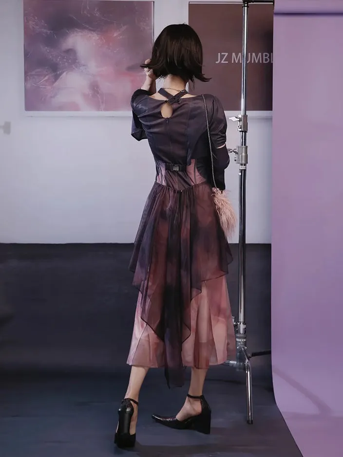 Mermaid Printed Fake Two-piece Dress【s0000003997】