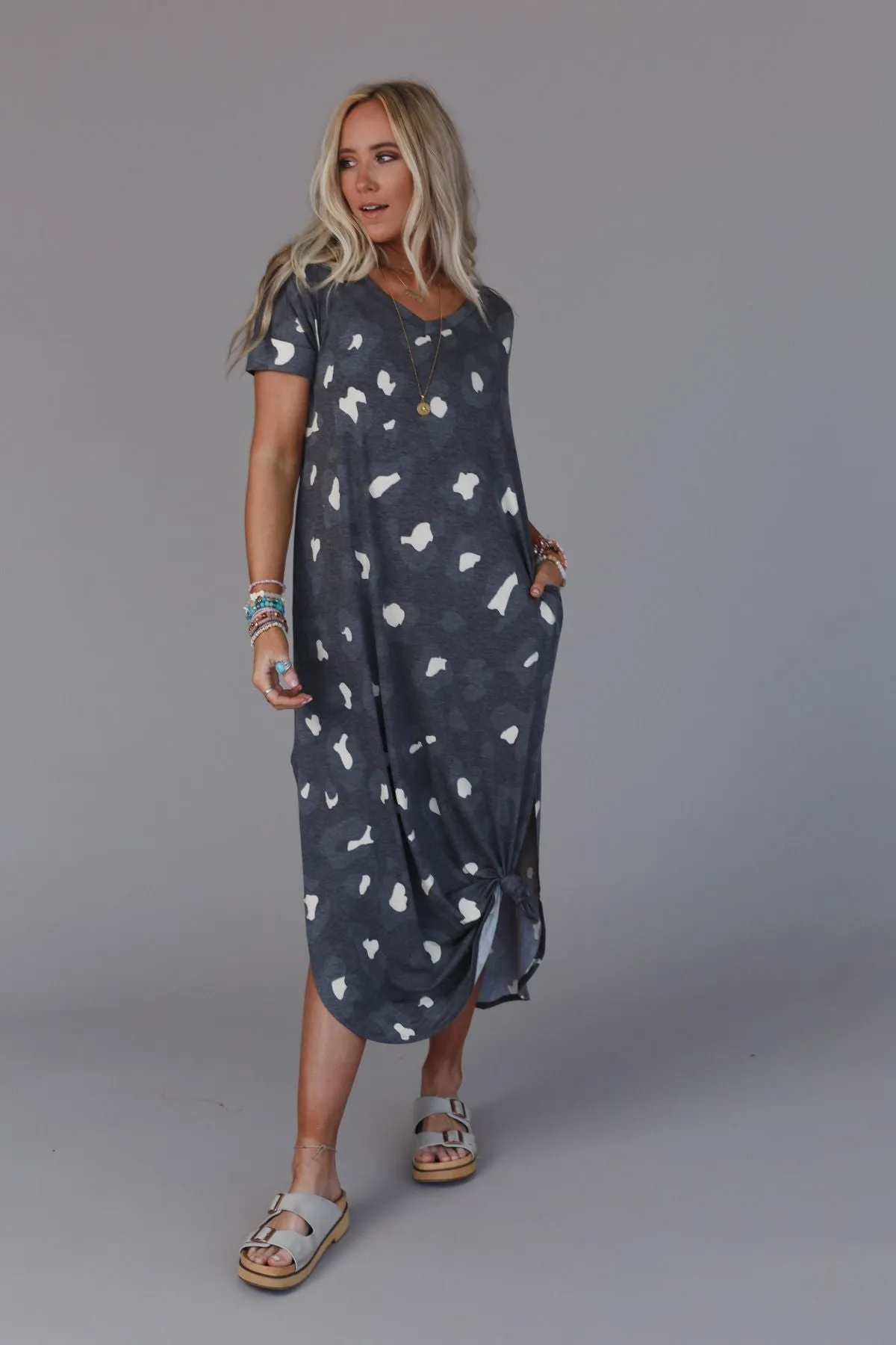 On The Prowl Leopard Maxi Dress - Black