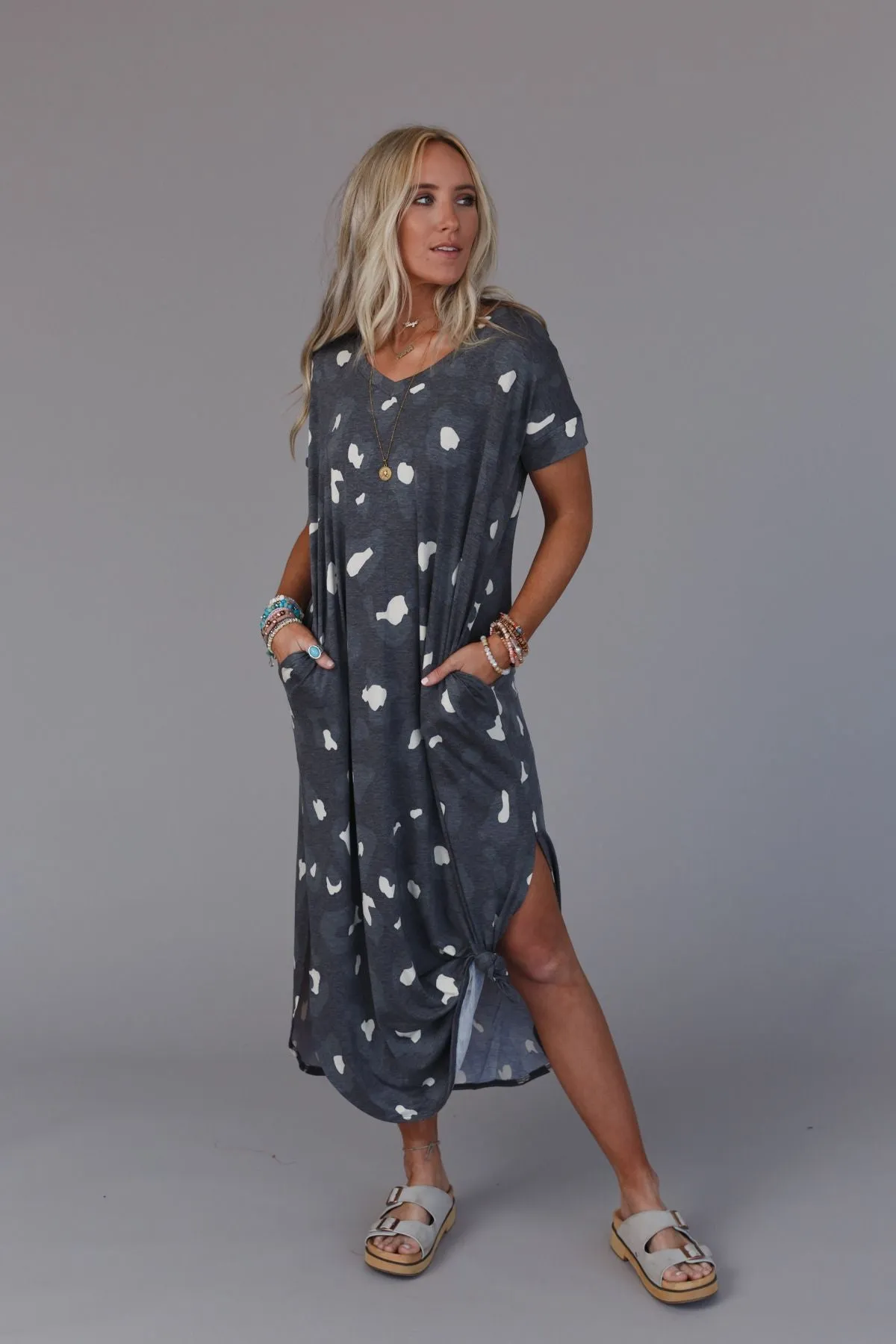 On The Prowl Leopard Maxi Dress - Black