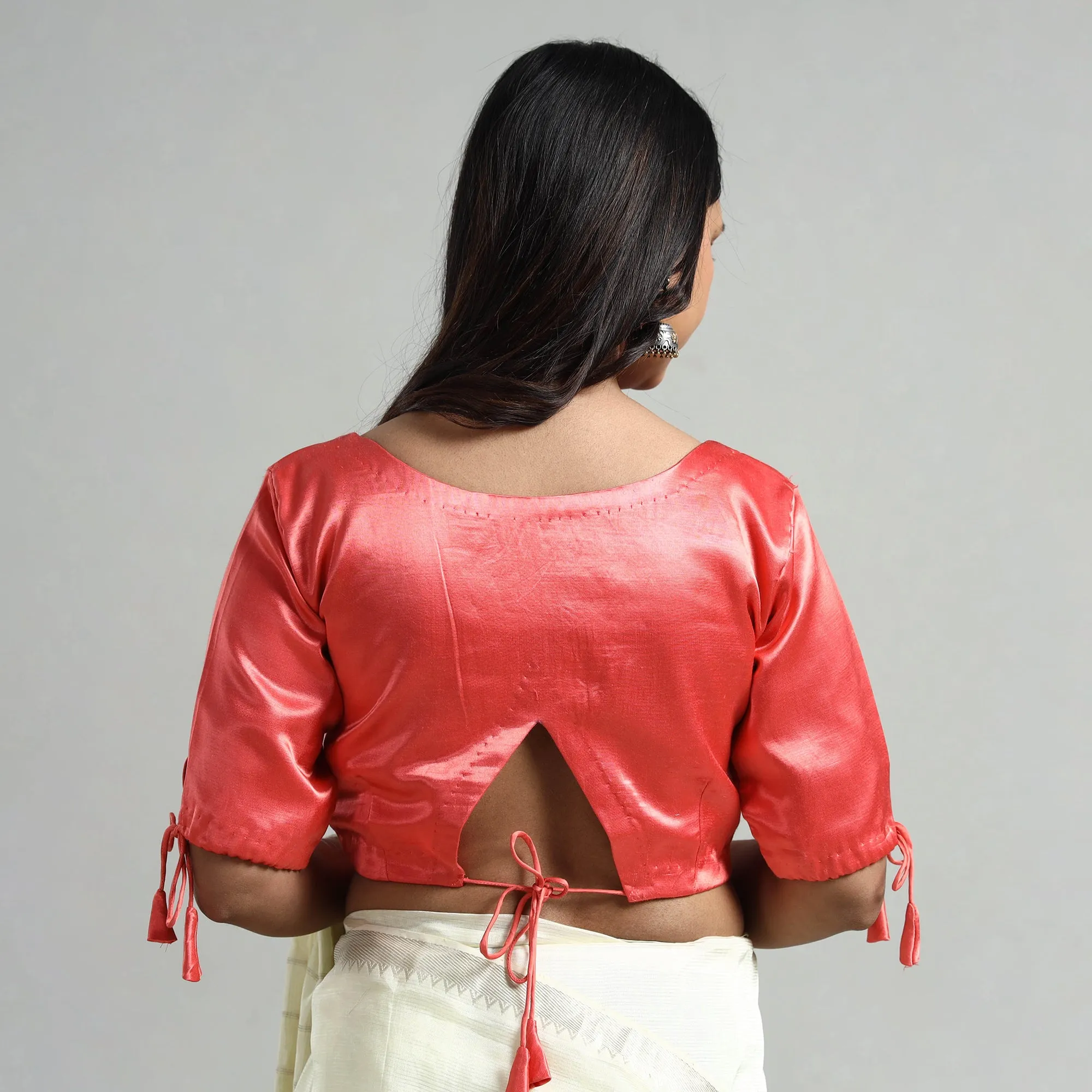Pink - Mashru Silk Plain Stitched Blouse