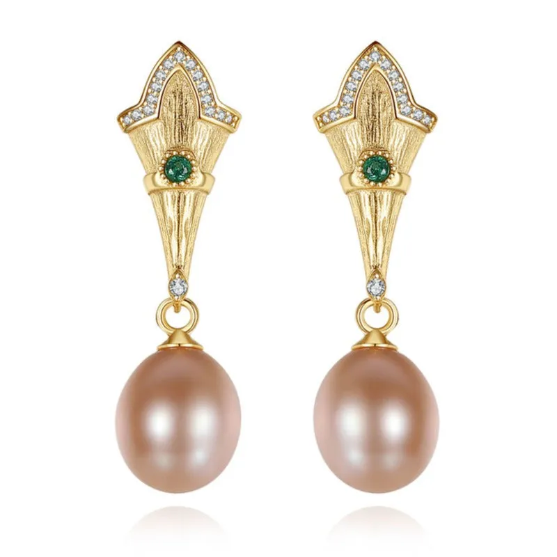 Pink Pearl Gold Earrings