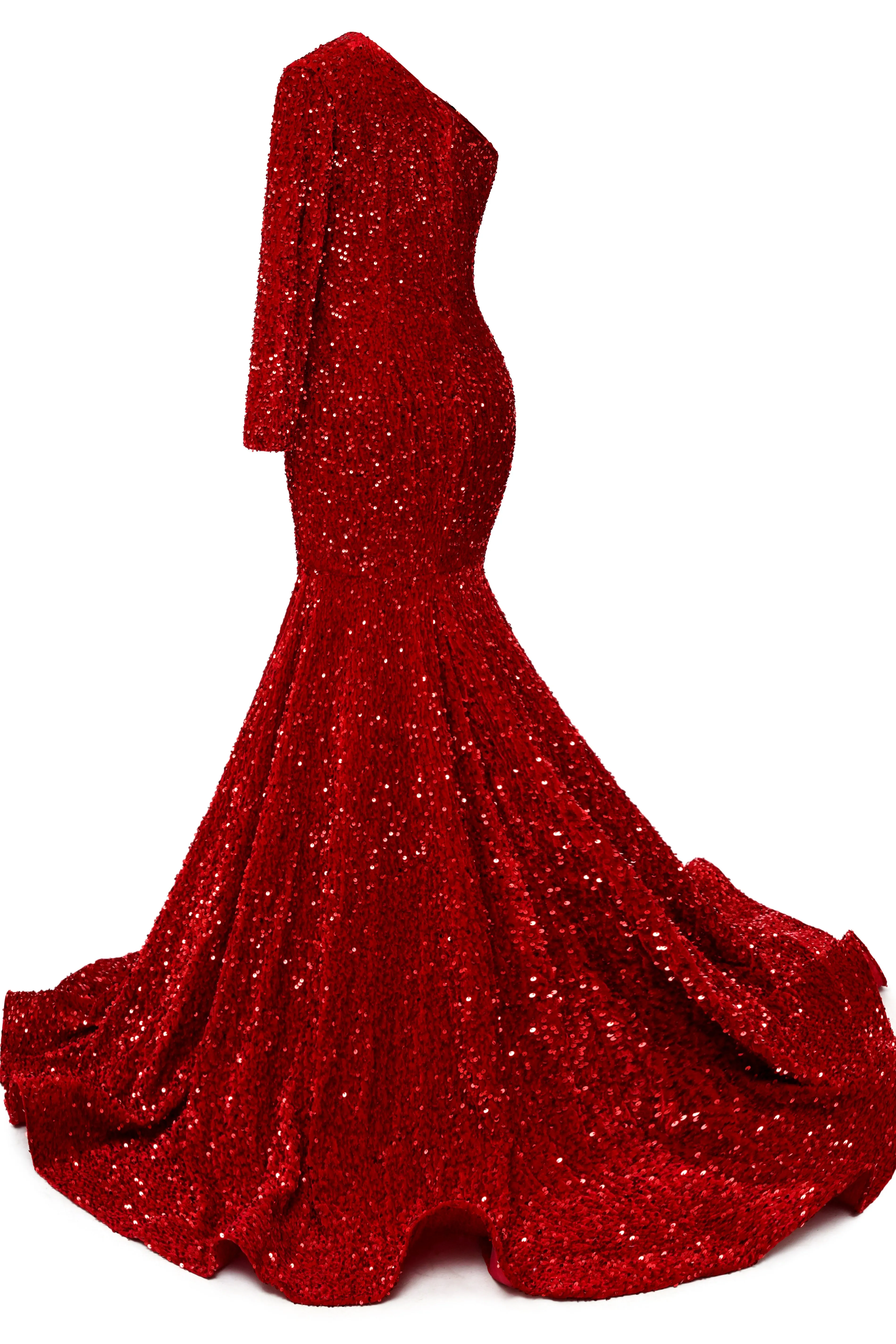 Purple Sequins Mermaid Prom Dresses One Shoulder Evening Dresses Floor Length Wedding Party Gowns