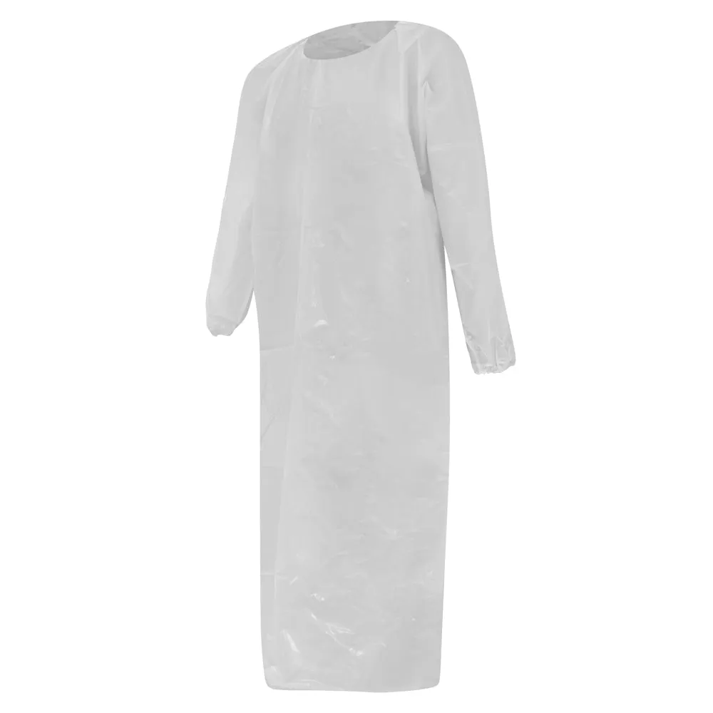 Reusable 55" Polyurethane Gowns | Chemical and Oil Resistant | 5.5 Mil | Bag of 6 Gowns