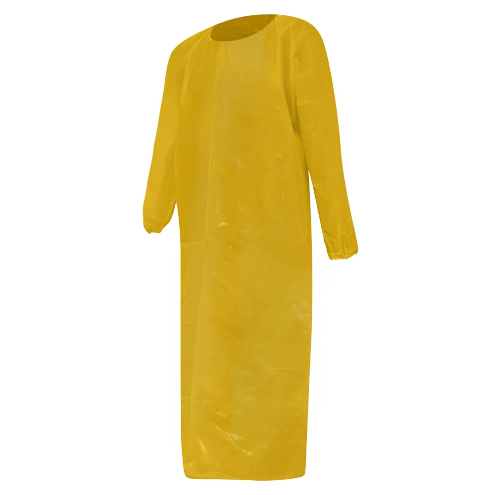 Reusable 55" Polyurethane Gowns | Chemical and Oil Resistant | 5.5 Mil | Bag of 6 Gowns
