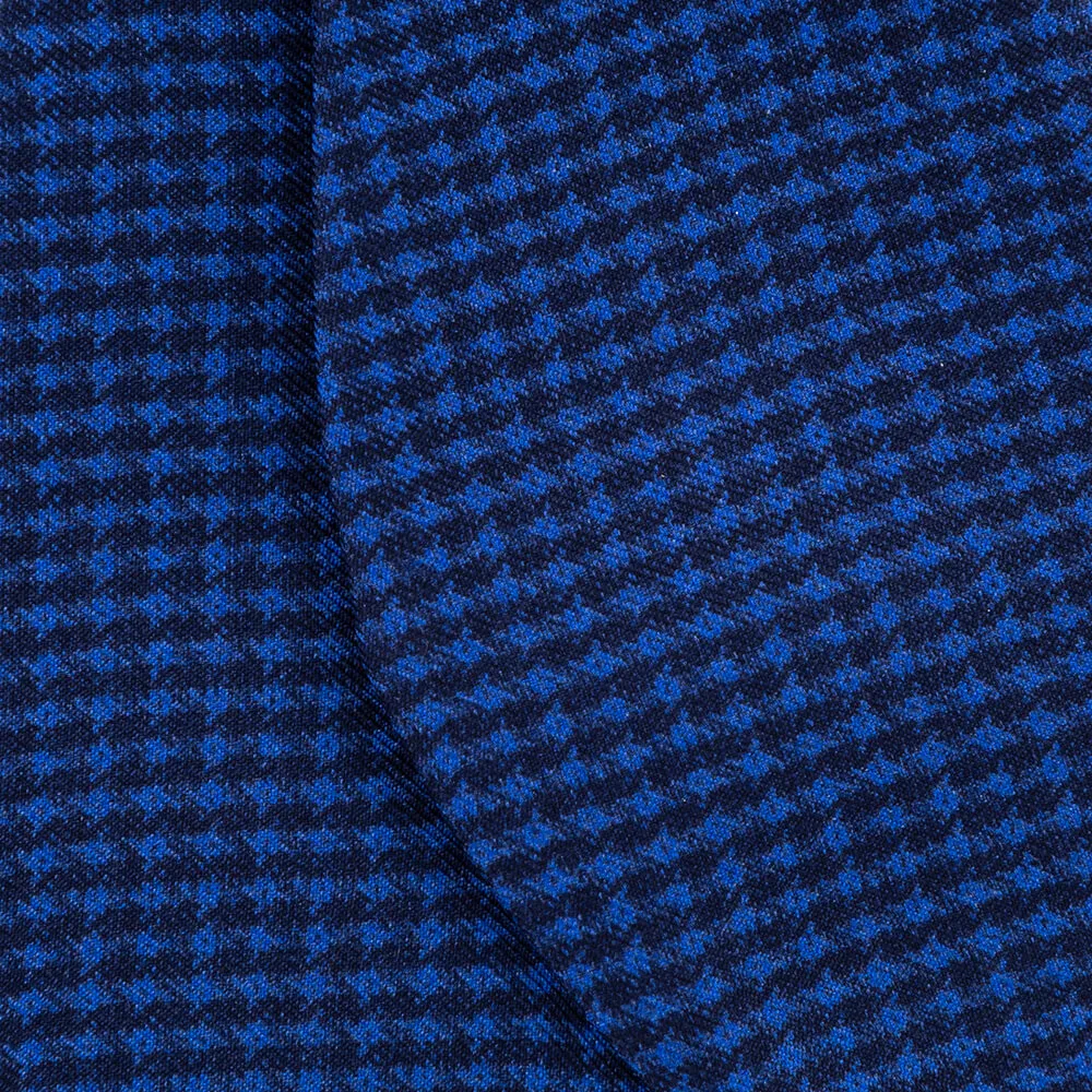 Royal Blue Houndstooth Self Tie Silk Bow Tie