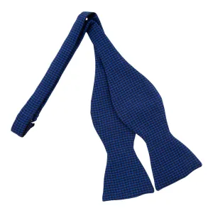 Royal Blue Houndstooth Self Tie Silk Bow Tie