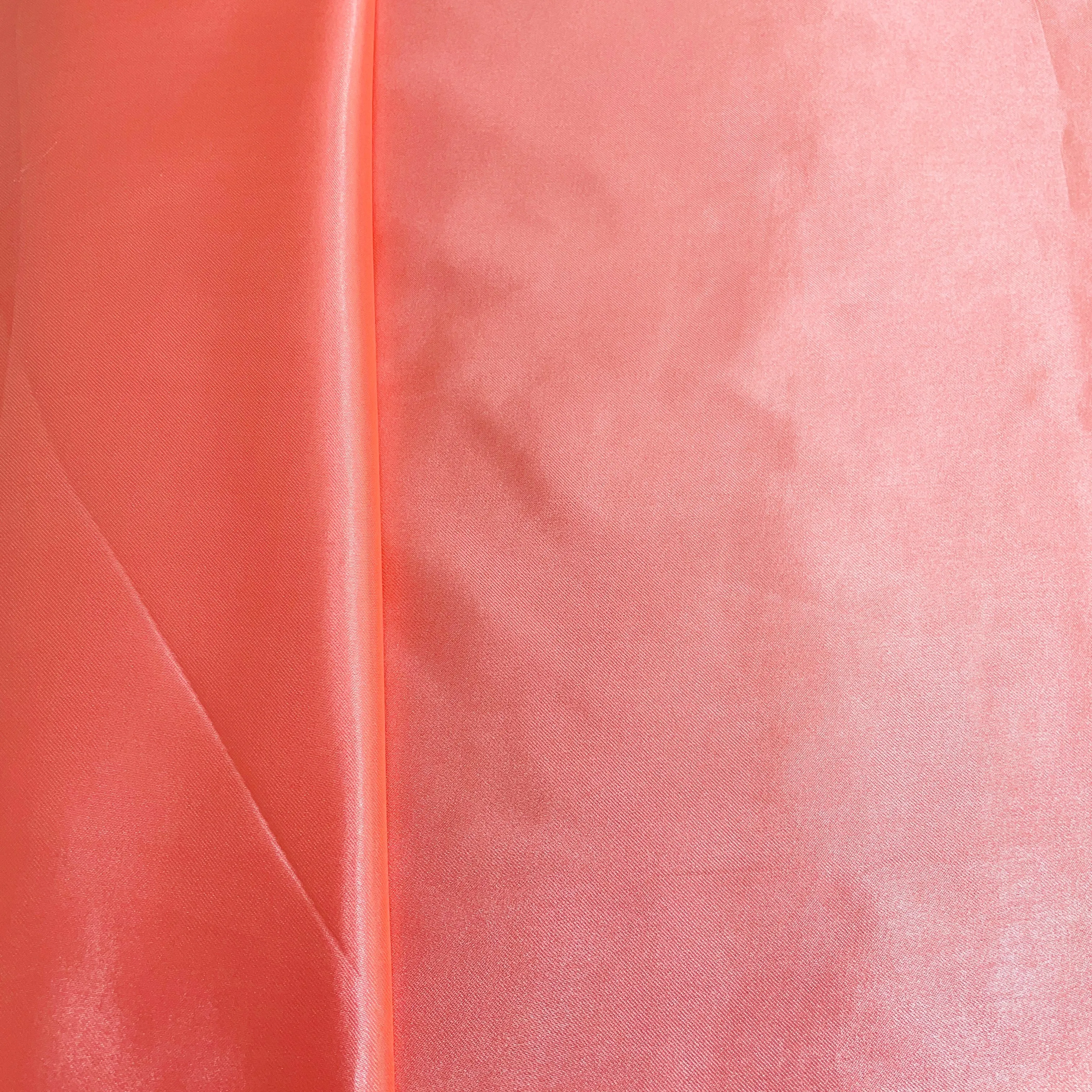 Salmon Pink Solid Satin Fabric