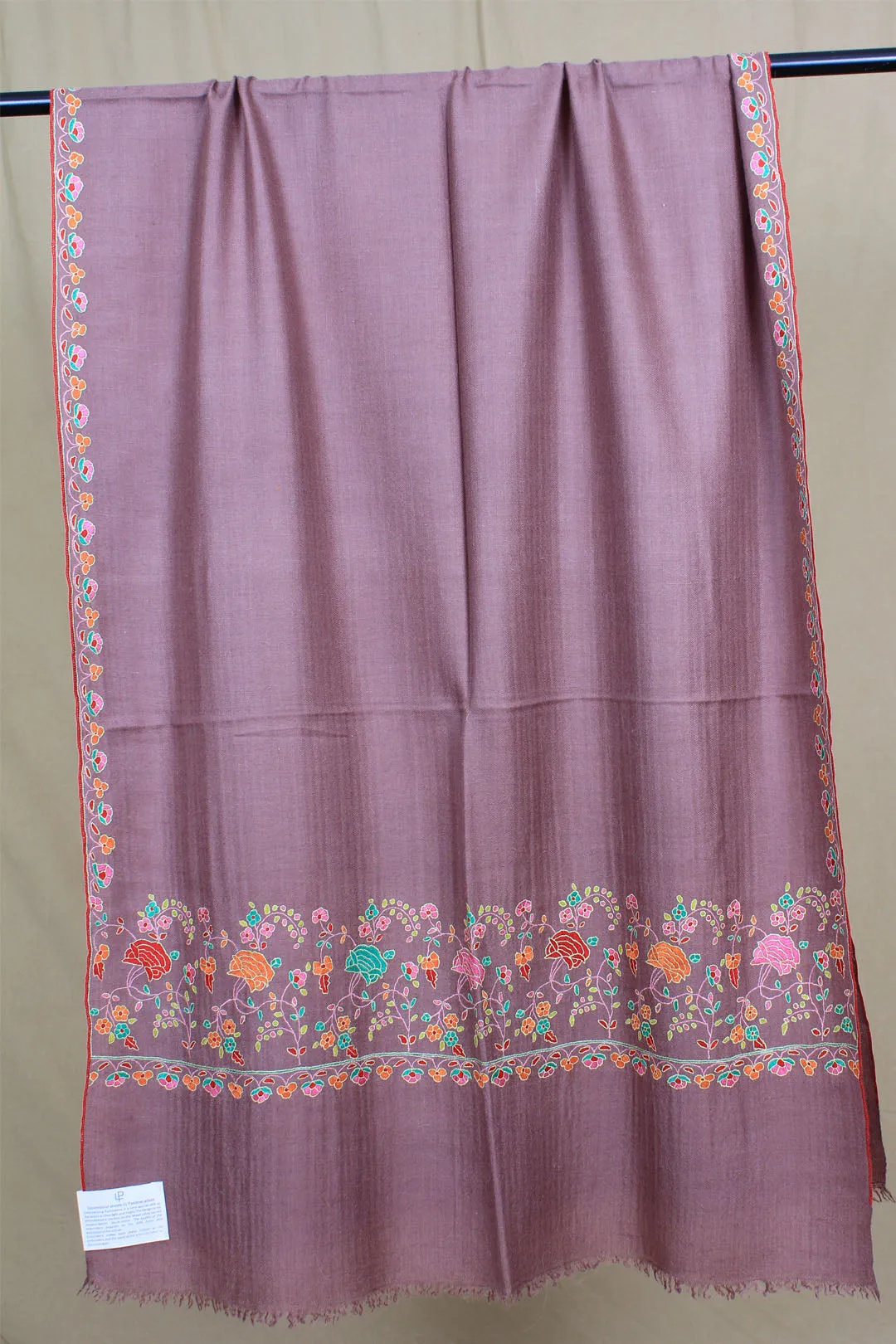 Sanaaya Antique Brass Paldar Sozni Embroidered Pashmina Stole