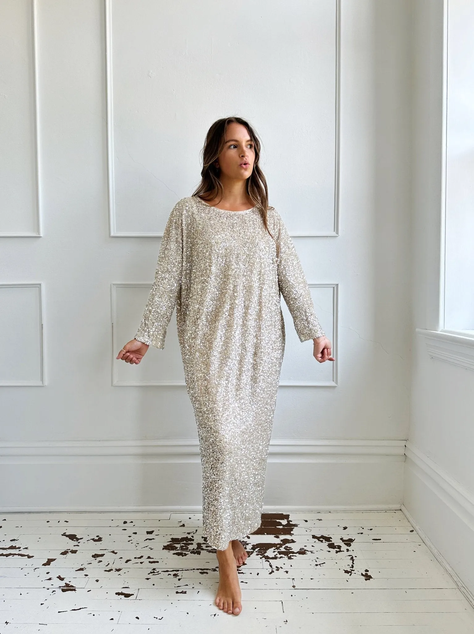 Sequins Midi Shift Dress