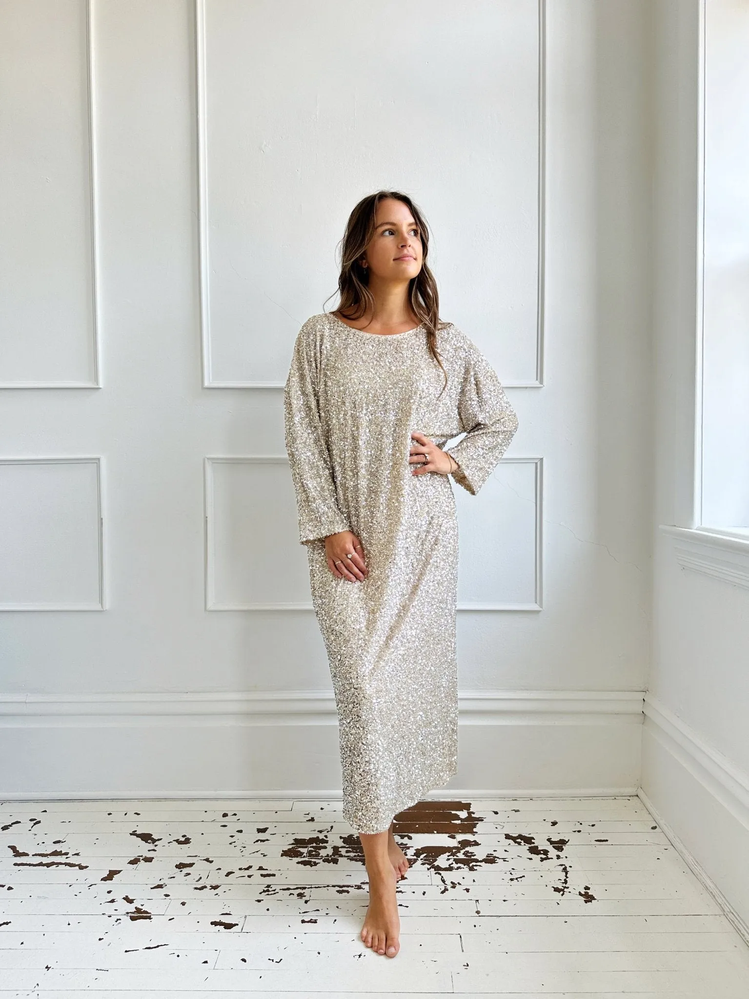 Sequins Midi Shift Dress