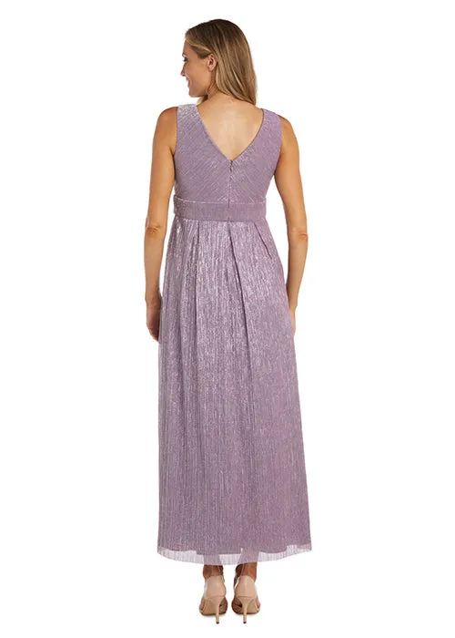 Sleeveless Crinkle Rhinestone Waist Gown- Formal Gown