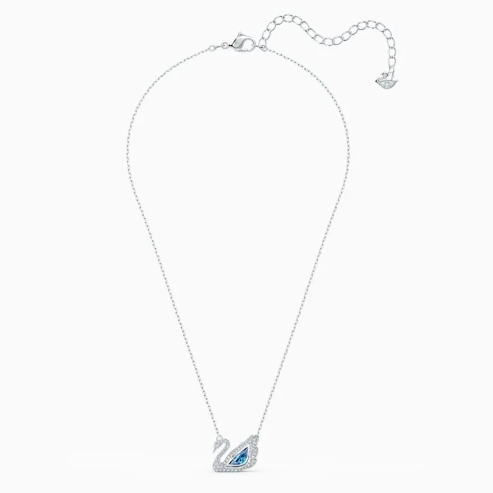 Swarovski Dancing Swan Necklace, Blue, Rhodium plated 5533397