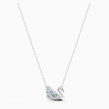 Swarovski Dancing Swan Necklace, Blue, Rhodium plated 5533397