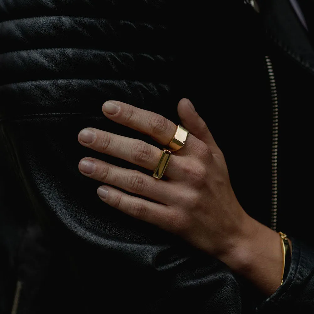 The Marie Ring  - JOEY ZAUZIG RECTANGULAR GOLD BAR SHAPE RING