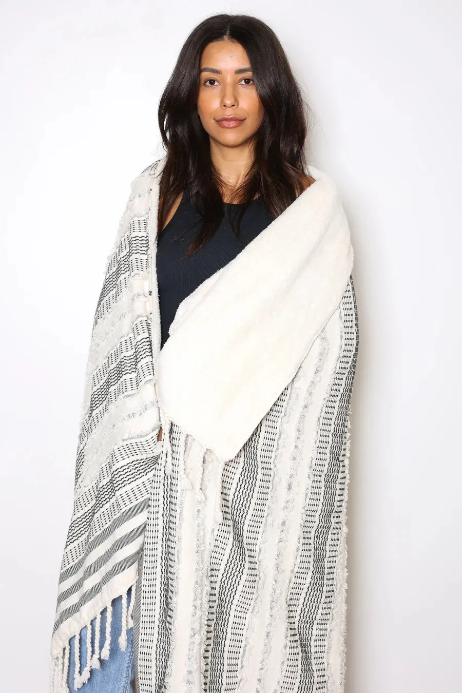 The Ophelia Fleece Throw | Black Stripe