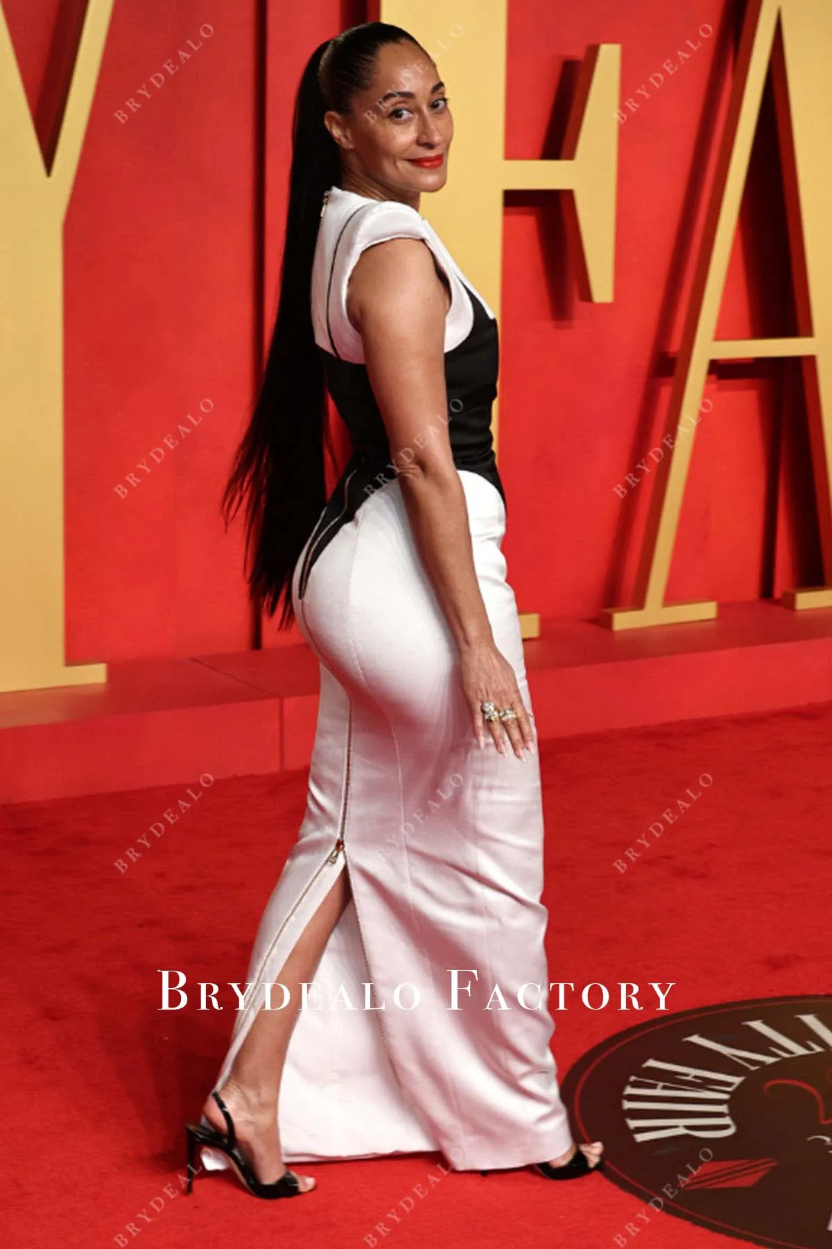 Tracee Ellis Ross Two-Tone Column 2024 Oscars After Party Dress