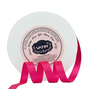 VATIN 3/8 inches Double Faced Shocking Pink Polyester Satin Ribbon - 50 Yards for Gift Wrapping Ornaments Party Favor Braids Baby Shower Decoration Floral Arrangement Craft Supplies