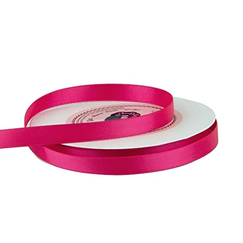 VATIN 3/8 inches Double Faced Shocking Pink Polyester Satin Ribbon - 50 Yards for Gift Wrapping Ornaments Party Favor Braids Baby Shower Decoration Floral Arrangement Craft Supplies