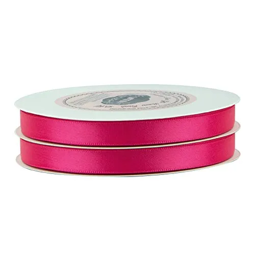 VATIN 3/8 inches Double Faced Shocking Pink Polyester Satin Ribbon - 50 Yards for Gift Wrapping Ornaments Party Favor Braids Baby Shower Decoration Floral Arrangement Craft Supplies