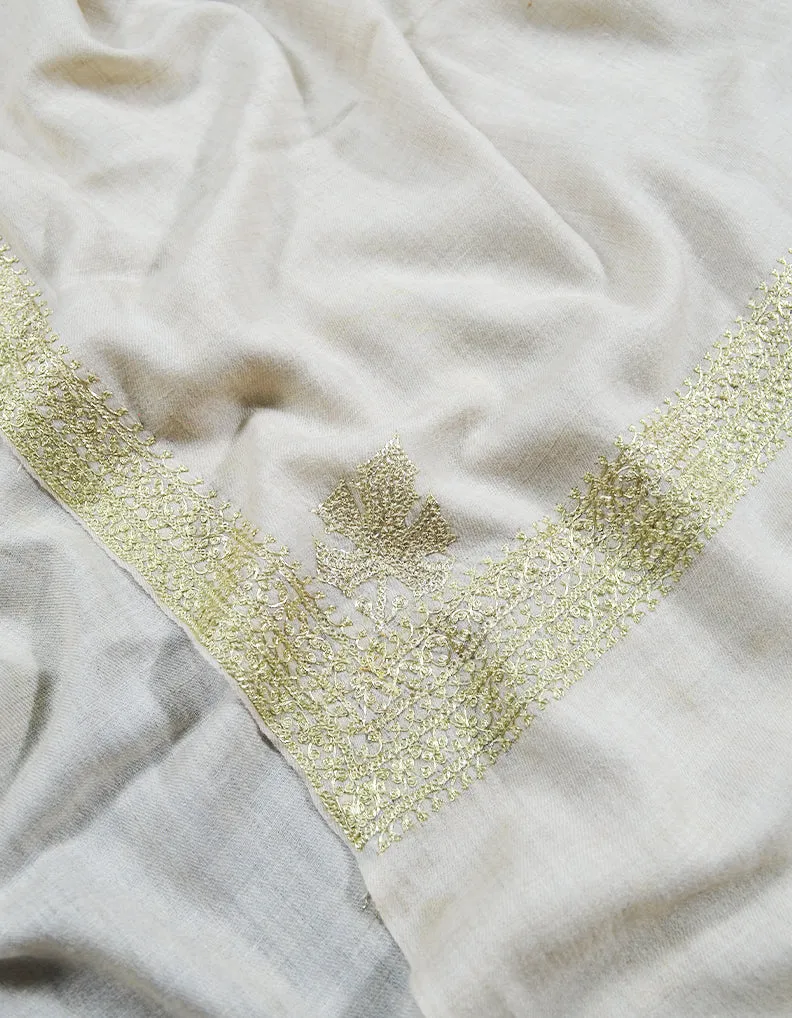 white tilla embroidery pashmina shawl 8614