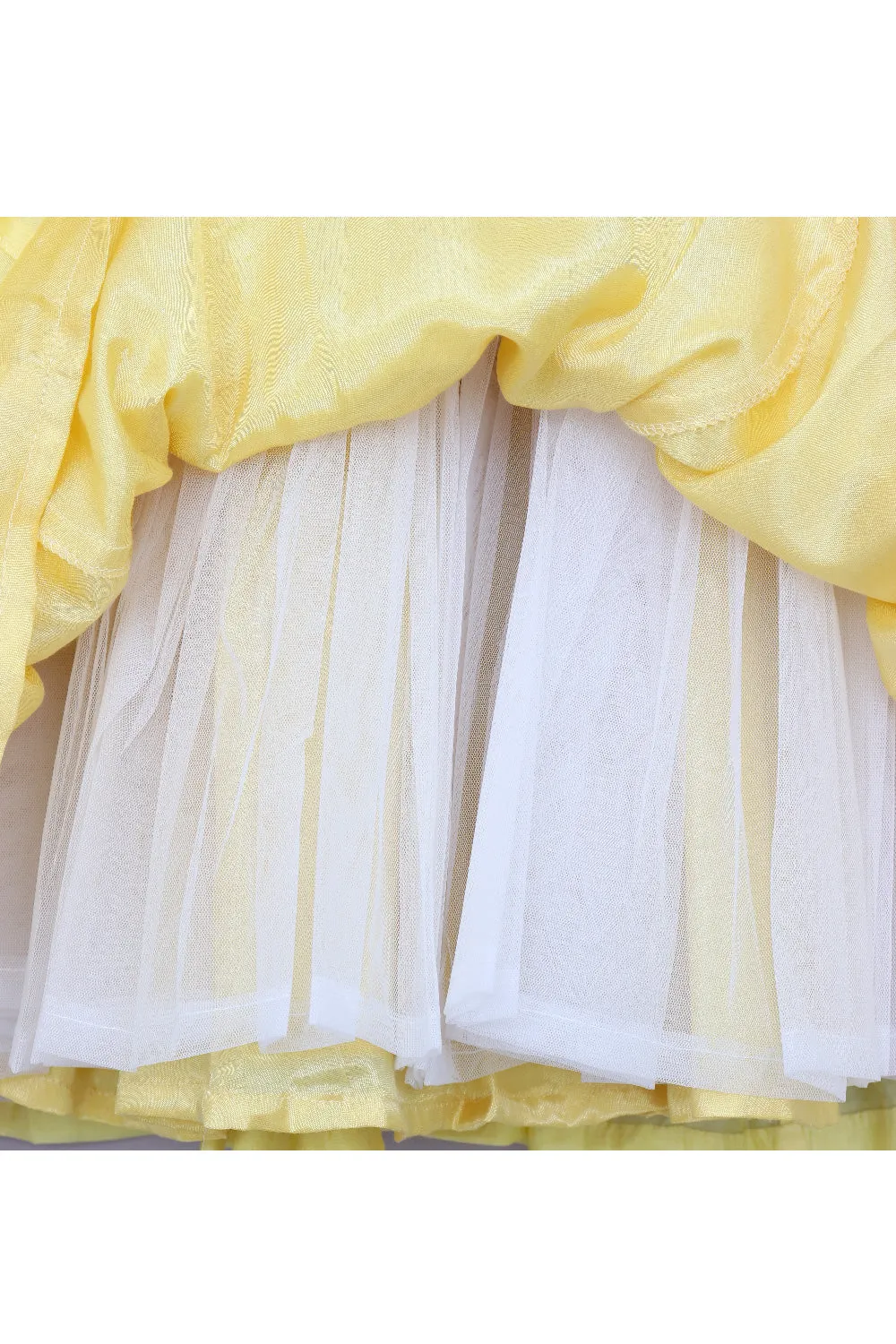 Yellow Sequins And Beads Embroidered Chanderi Gown With Attached Dupatta